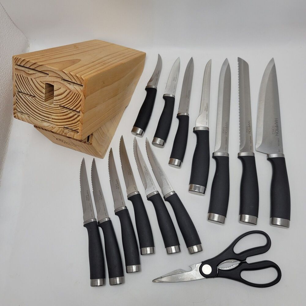 Hampton Forge Epicure Black Stainless Steel 15-Piece Knife Cutlery Block Set